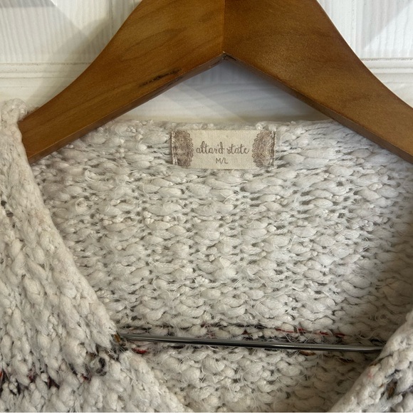 Altar'd State Textured Cream and Brown V-Neck Sweater - Picture 2 of 4